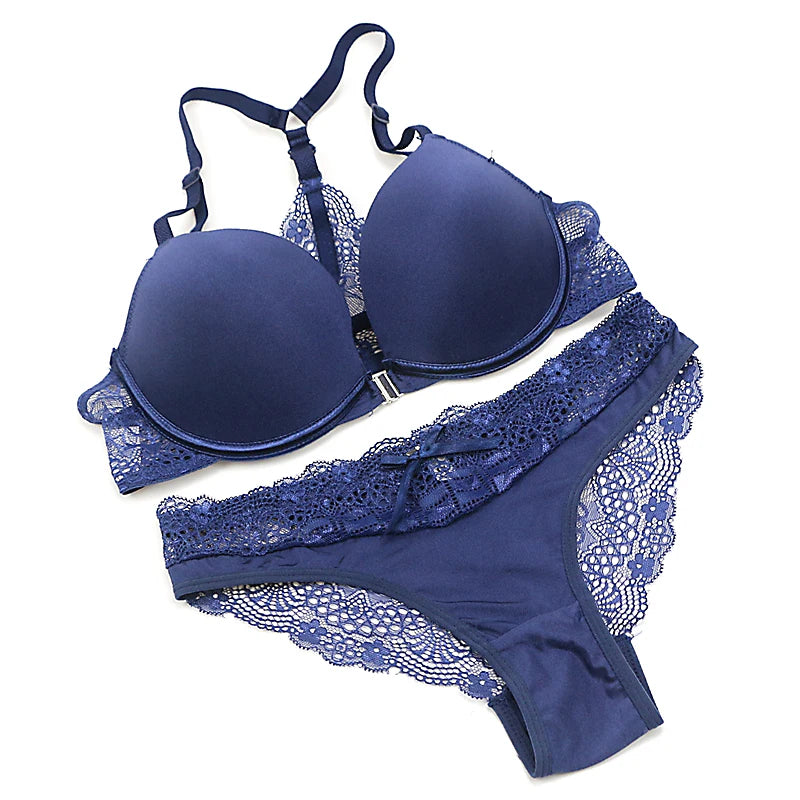 Bralette de moda para mujer, lencería Sexy, conjuntos de sujetador de realce sin costuras, cierre frontal, ropa interior de Color caramelo, sujetador de talla pequeña