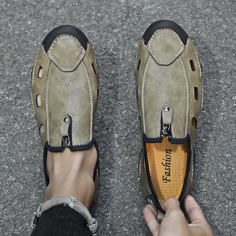 2022 Men's Outdoor Hiking Trekking Beach Hollow Leather Leisure Other Sandals Flat Sandals