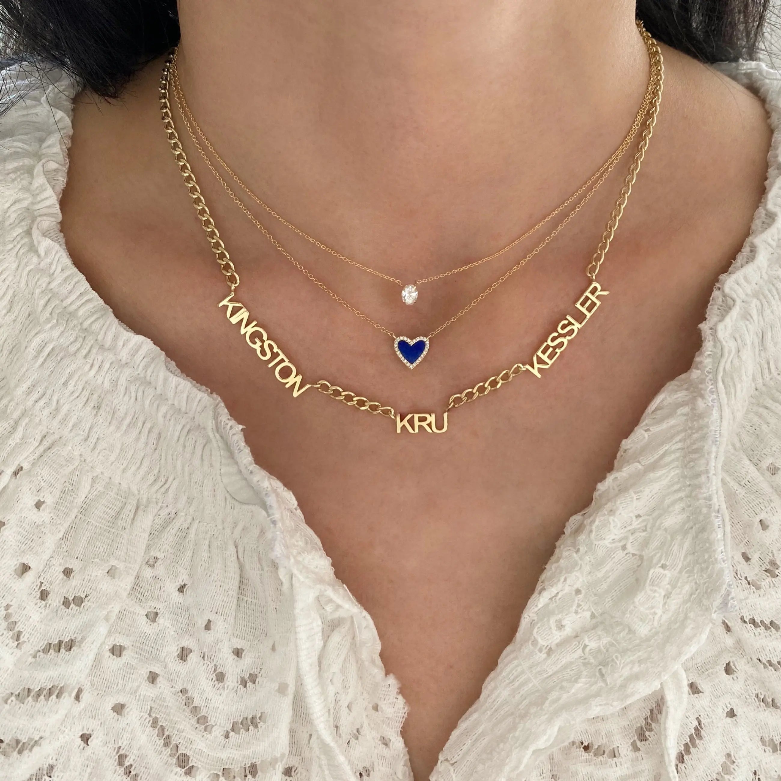 Custom 3 Name Necklace — Stainless Steel 3-Layer Butterfly Pendant Necklace