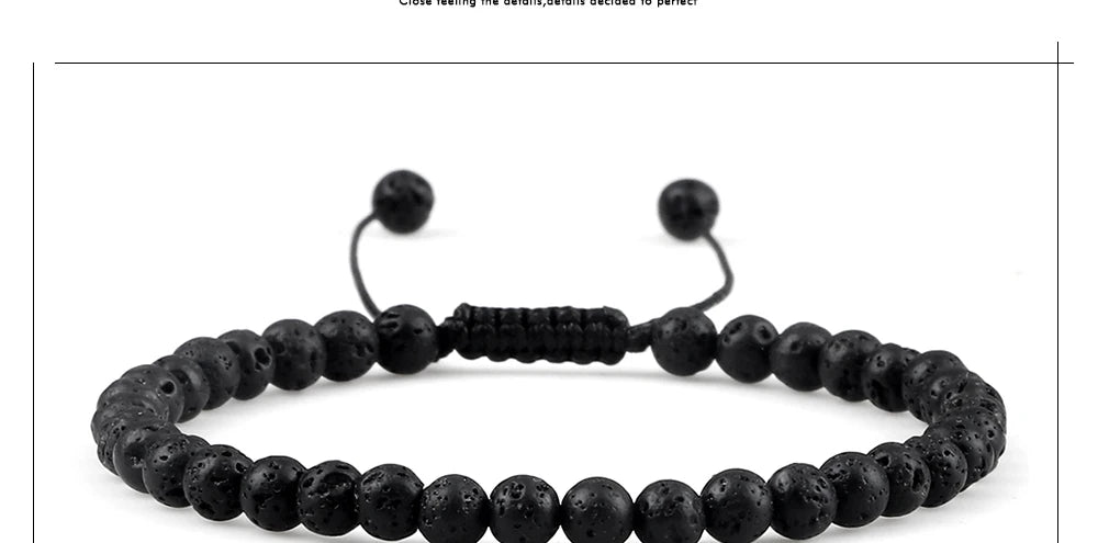 Pulsera ajustable de cuentas de Chakra de 4mm, Mini ágatas de piedra Natural, pulseras y brazaletes con cuentas de ojo de tigre de Lava, joyería de regalo para hombres y mujeres