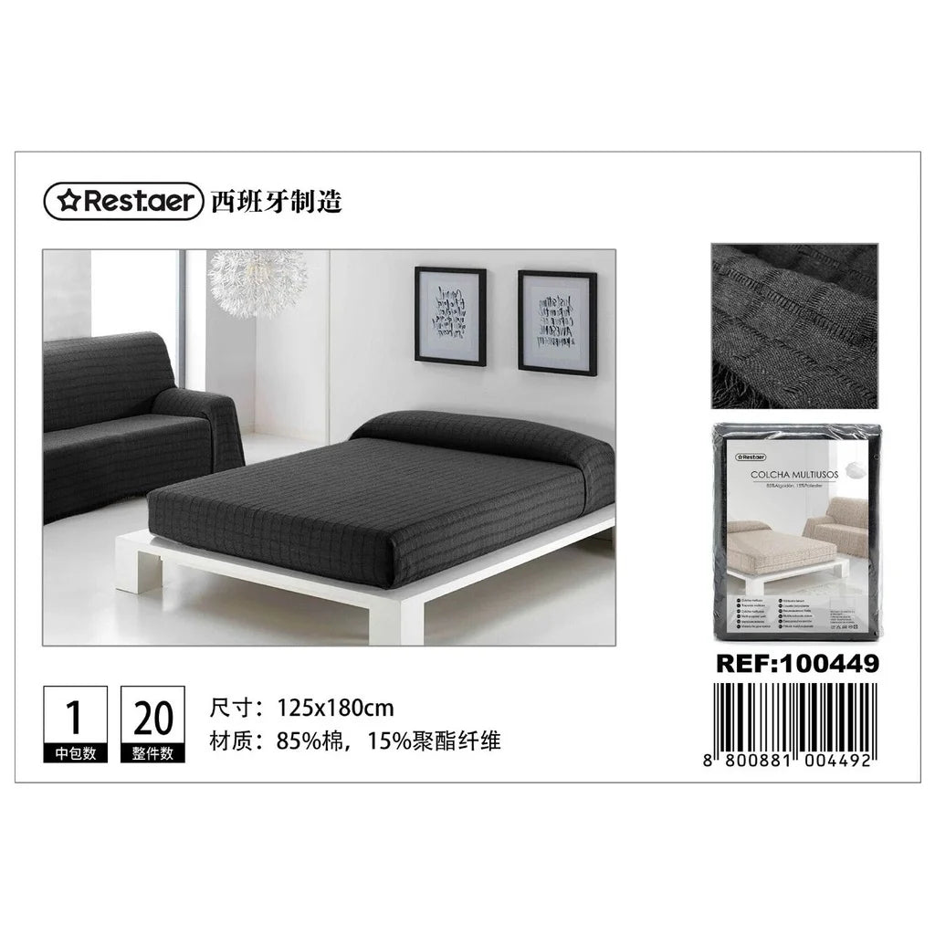 Plain black multipurpose blanket 125x180 cm - Home textiles