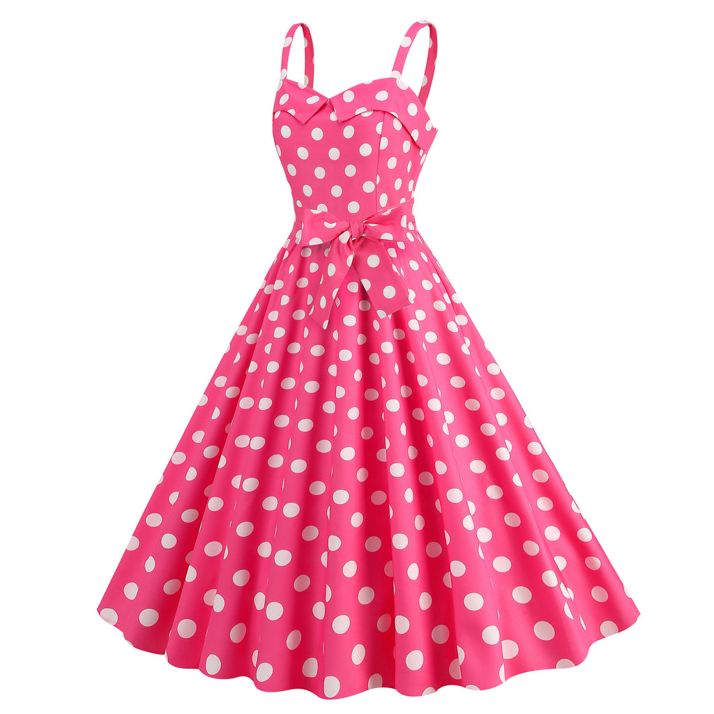 Elegante Vestido de Mujer con Estampado de Puntos, Estilo Hepburn de los Años 50 y 60, Vestido Vintage Sexy con Cuello Halter, Estilo Rockabilly Retro para Fiesta u Oficina, Vestido Pinup 2026