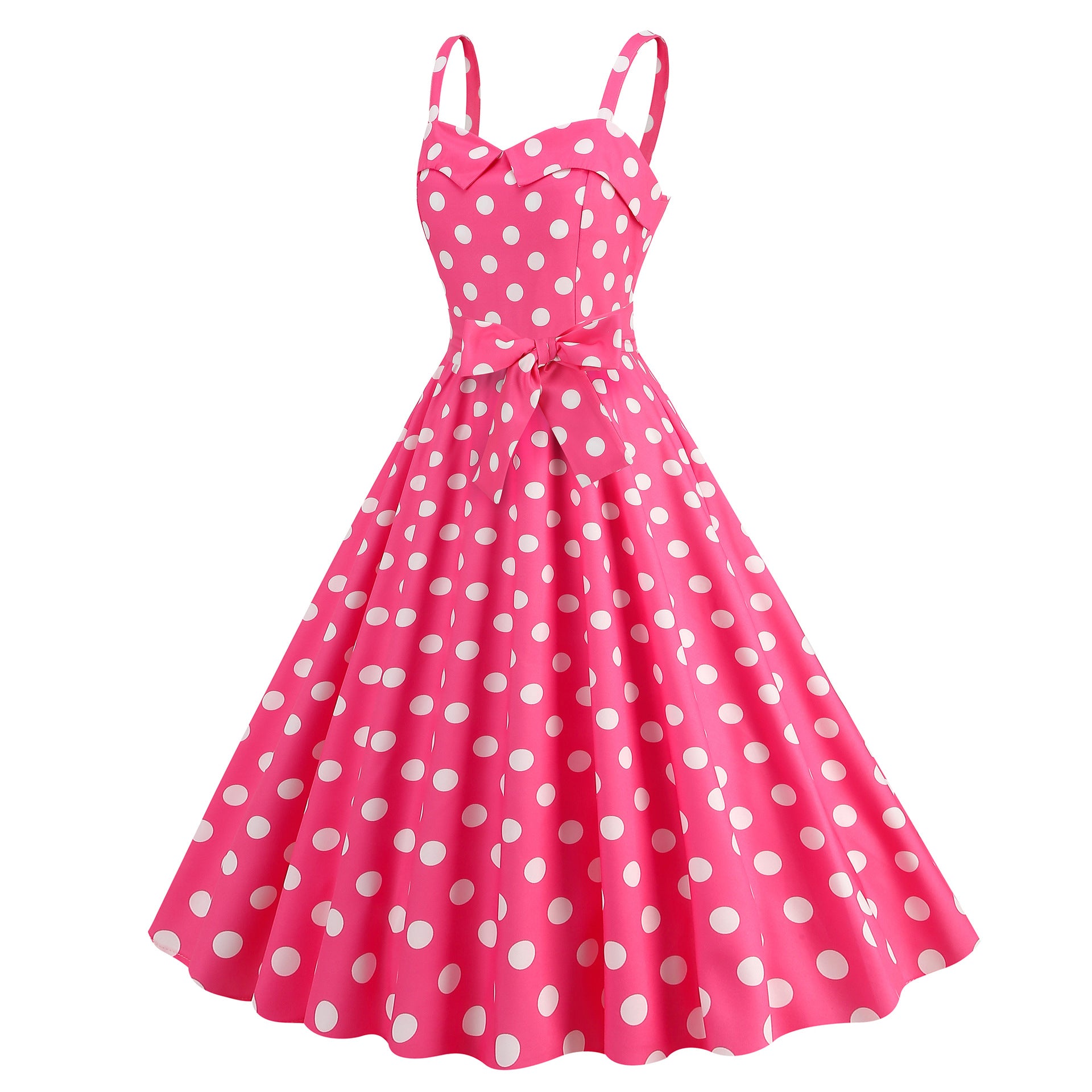 Elegante Vestido de Mujer con Estampado de Puntos, Estilo Hepburn de los Años 50 y 60, Vestido Vintage Sexy con Cuello Halter, Estilo Rockabilly Retro para Fiesta u Oficina, Vestido Pinup 2026