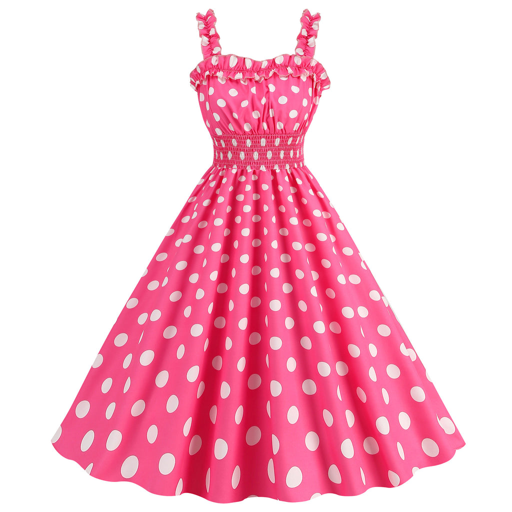 Elegante Vestido de Mujer con Estampado de Puntos, Estilo Hepburn de los Años 50 y 60, Vestido Vintage Sexy con Cuello Halter, Estilo Rockabilly Retro para Fiesta u Oficina, Vestido Pinup 2026