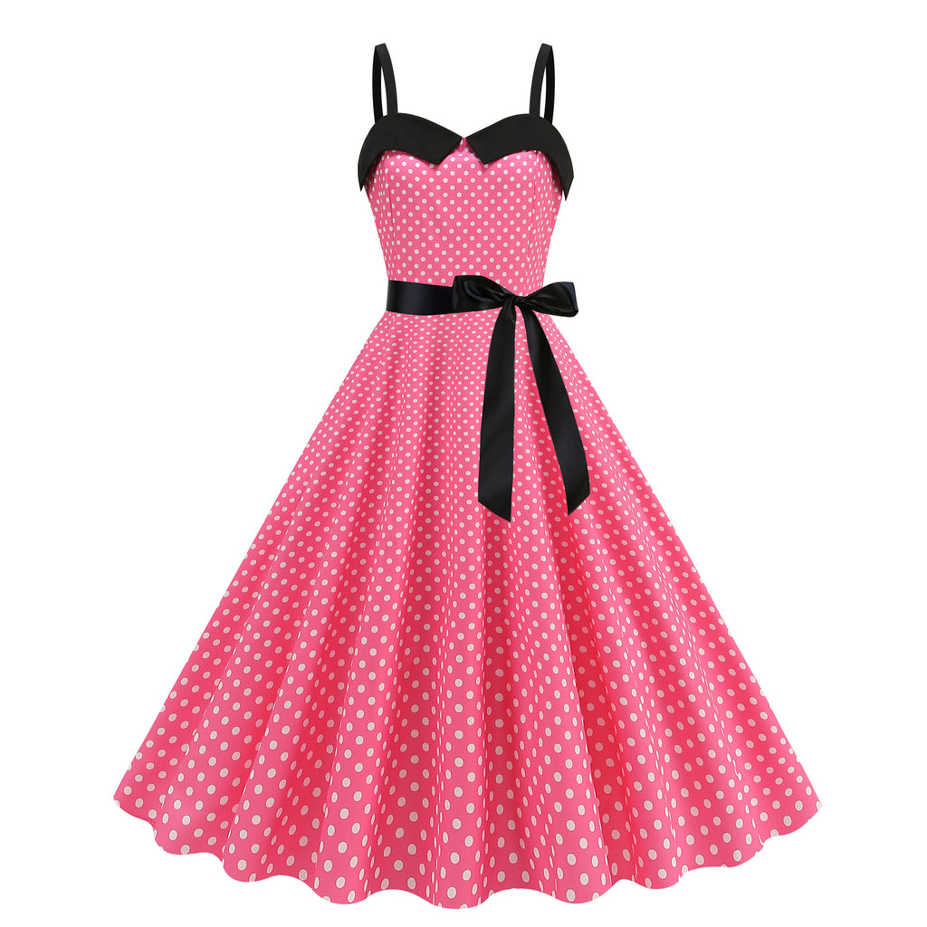 Elegante Vestido de Mujer con Estampado de Puntos, Estilo Hepburn de los Años 50 y 60, Vestido Vintage Sexy con Cuello Halter, Estilo Rockabilly Retro para Fiesta u Oficina, Vestido Pinup 2026