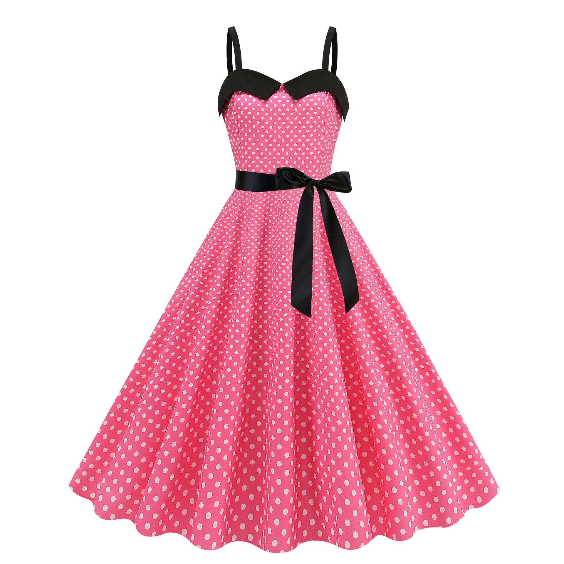 Elegante Vestido de Mujer con Estampado de Puntos, Estilo Hepburn de los Años 50 y 60, Vestido Vintage Sexy con Cuello Halter, Estilo Rockabilly Retro para Fiesta u Oficina, Vestido Pinup 2026