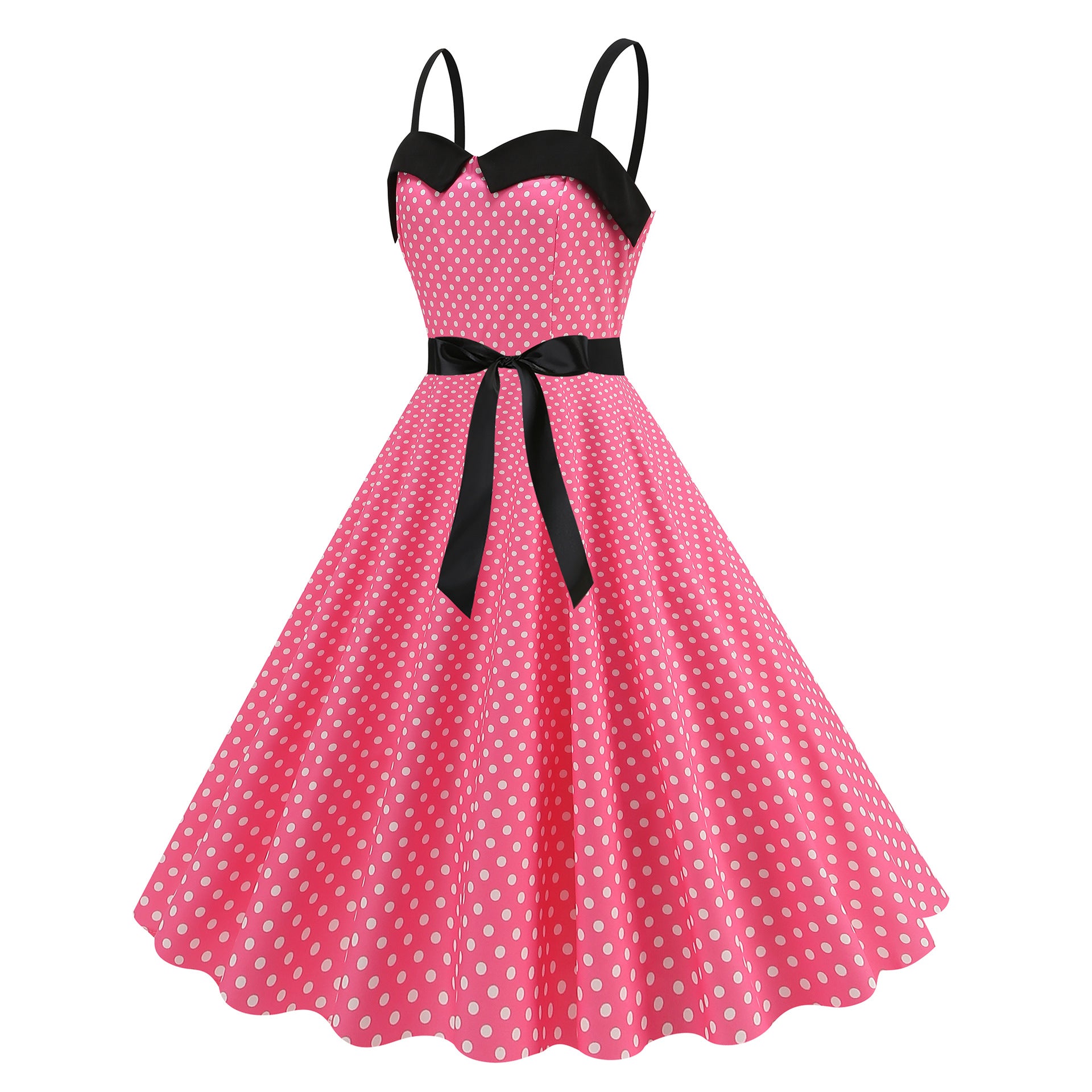 Elegante Vestido de Mujer con Estampado de Puntos, Estilo Hepburn de los Años 50 y 60, Vestido Vintage Sexy con Cuello Halter, Estilo Rockabilly Retro para Fiesta u Oficina, Vestido Pinup 2026
