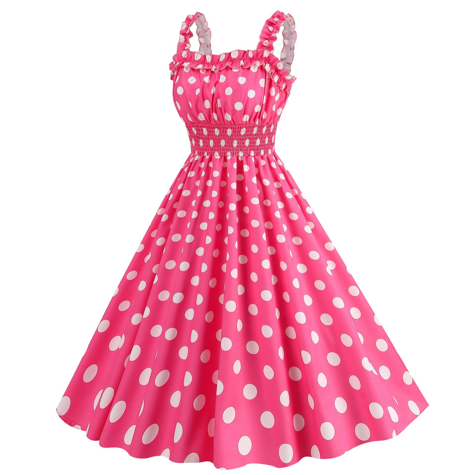 Elegante Vestido de Mujer con Estampado de Puntos, Estilo Hepburn de los Años 50 y 60, Vestido Vintage Sexy con Cuello Halter, Estilo Rockabilly Retro para Fiesta u Oficina, Vestido Pinup 2026