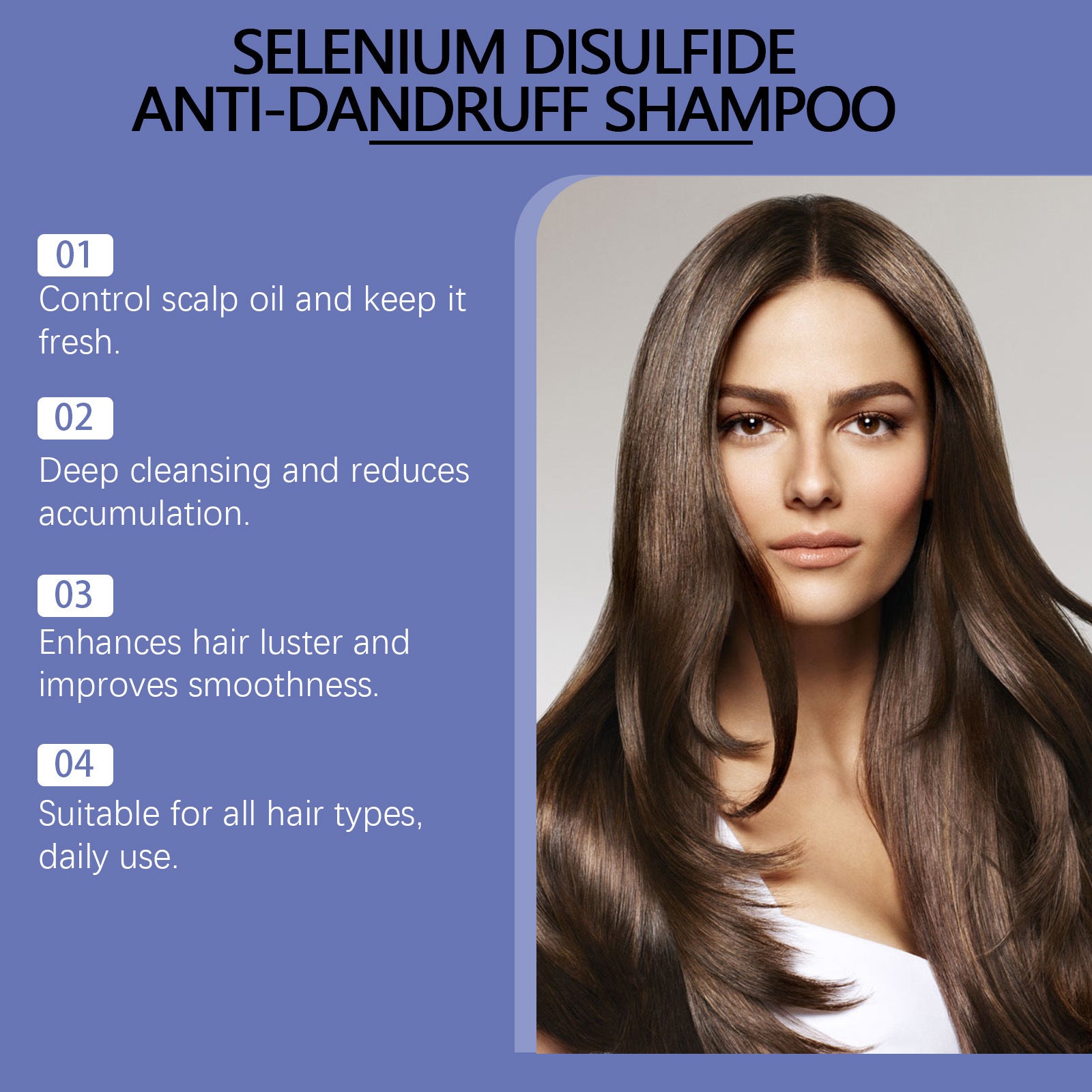 Champú de Sulfuro de Selenio para Control de Grasa, Elimina la Caspa, Refrescante, Limpieza Profunda, Nutre, Suaviza, Hidrata y Cuida el Cabello