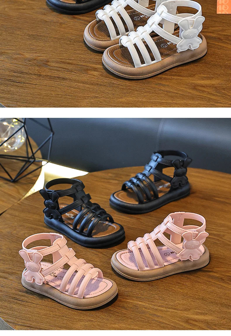 Sandalias de verano para niñas de 1 a 10 años, zapatos bonitos y versátiles de princesa a la moda para estudiantes, Sandalias planas, calzado informal