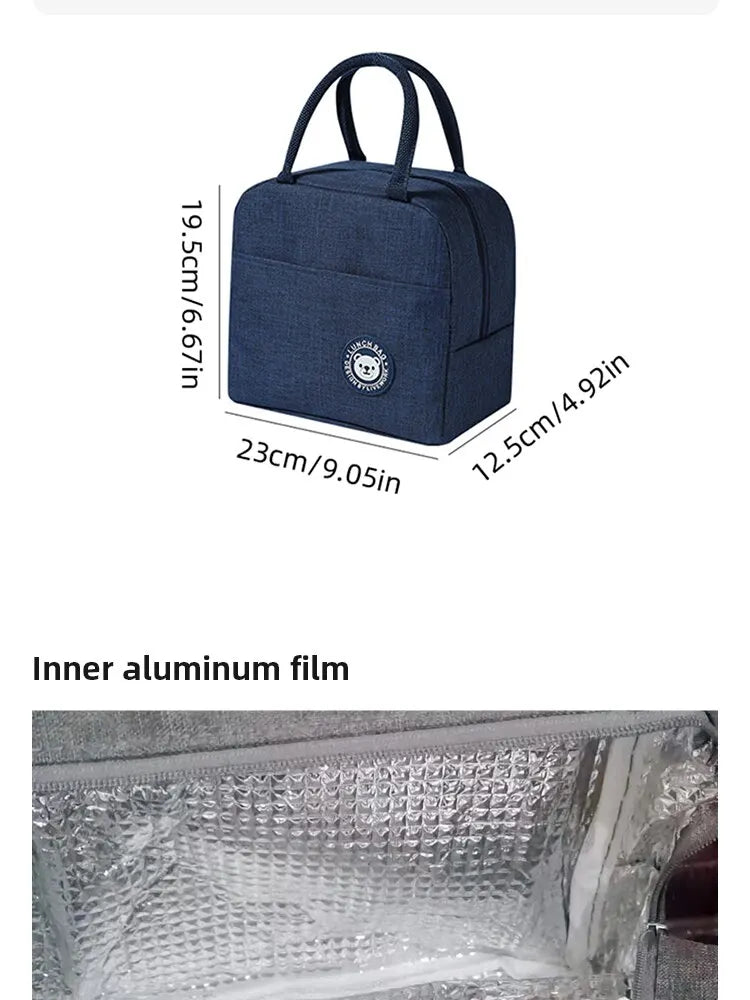 Bolsa de almuerzo aislada para mujeres y niños, bolsa térmica portátil, bolsa de hielo, contenedor de comida de lona, bolsas de Picnic de alimentos