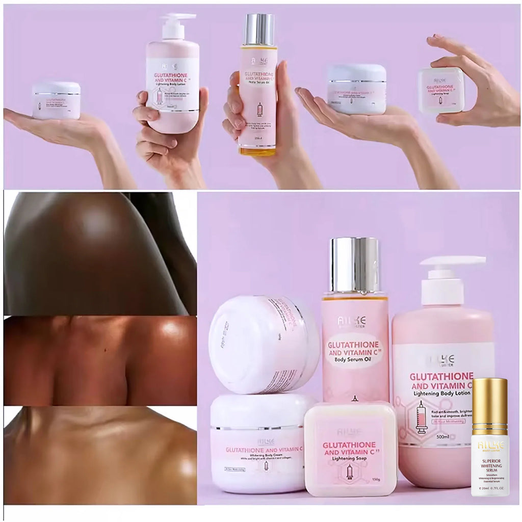 AILKE blanqueamiento eliminar manchas negras loción para el cuidado de la piel Facial crema hidratante glutatión corporal vitamina C piel negra cara nuevo conjunto