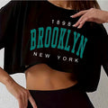Camiseta Los Ángeles número 91 Brooklyn gráfico cuello redondo deportes Crop camiseta Casual Crop Top mujeres recortadas
