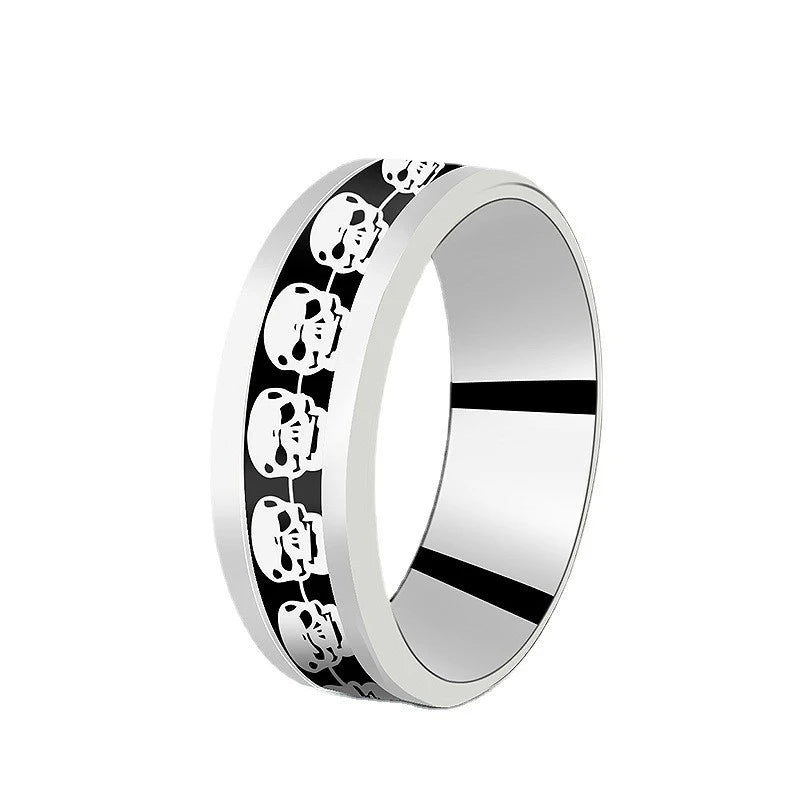 Anillos con diseño de dragón dominante de acero inoxidable de 8mm para hombres y mujeres, anillo Punk con incrustaciones de fibra de carbono azul, bagues pour femme