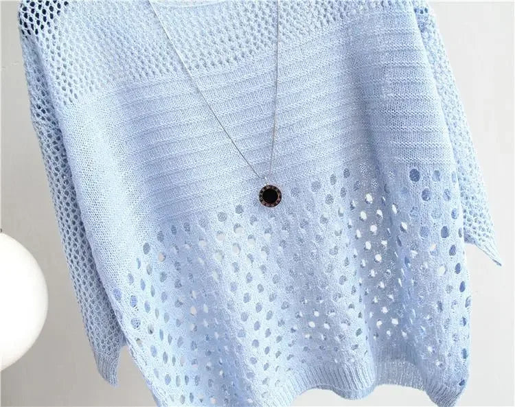 Primavera y novedad de verano, chaleco tejido de seda de hielo, Top calado, parte inferior fina, ropa de calle, camisa para mujer