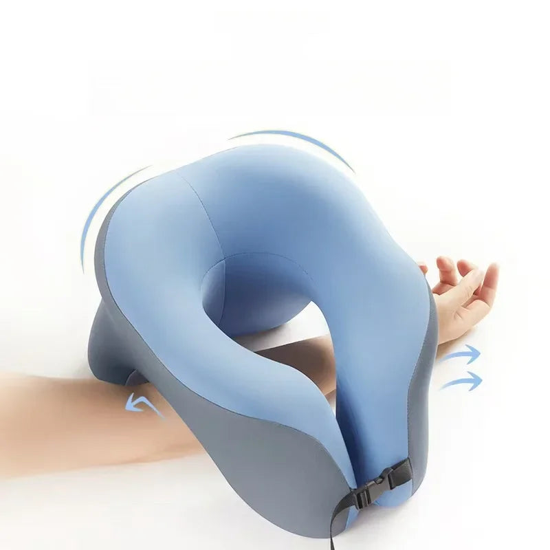 Almohada de viaje portátil en forma de U, almohadas para dormir de espuma viscoelástica, almohada para siesta en la oficina, cojín para el cuello de avión y coche, soporte ergonómico para la cabeza