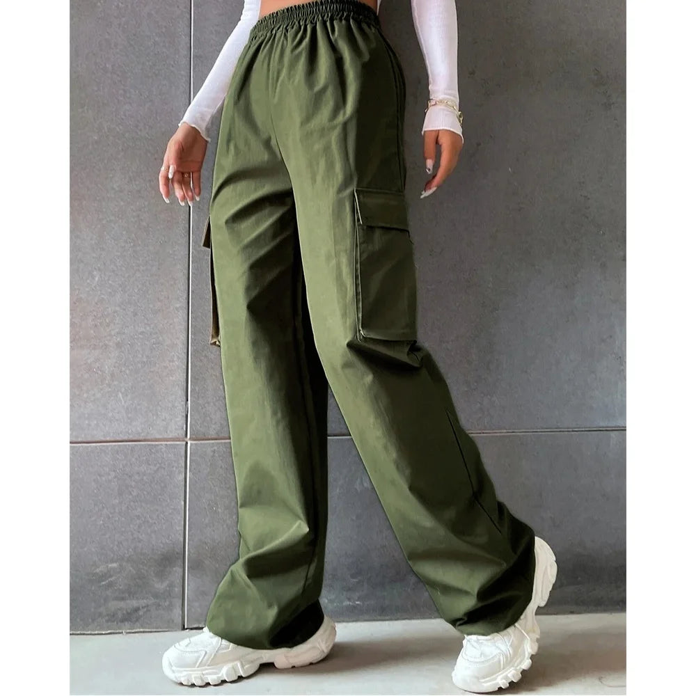 New In Women's Sweatpants Casual Matching Wide Leg Pant Chic Sportswear Loose Cargo Pants Drawstring Joggers Baggy Streetwear