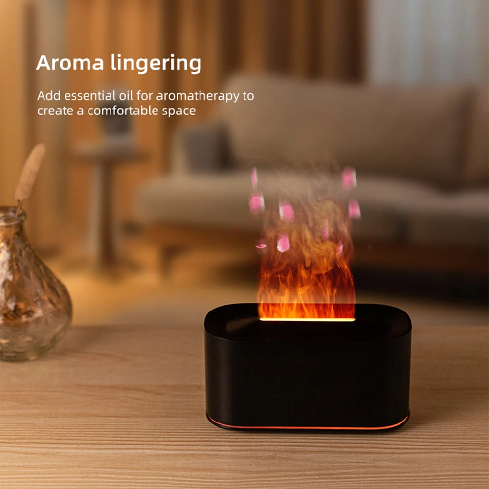 Difusor de aceites esenciales, humidificador de fuego de vapor de agua colorido con llama para sala de máquinas de terapia de aroma de aromaterapia, difusor de llama