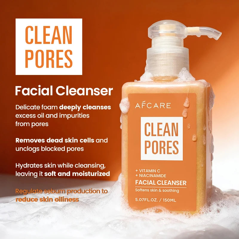 Limpiador de vitaminaC Natural para lavar todo el rostro, 150ml, limpia profunda, disuelve la grasa, ilumina la piel buena con ácido hialurónico