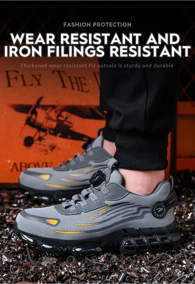 Nuevos zapatos de seguridad para el trabajo, talla 36-48 para mujeres y hombres, zapatillas de deporte con punta de acero para hombres, botas antideslizantes ligeras y transpirables impermeables, trabajo para hombres