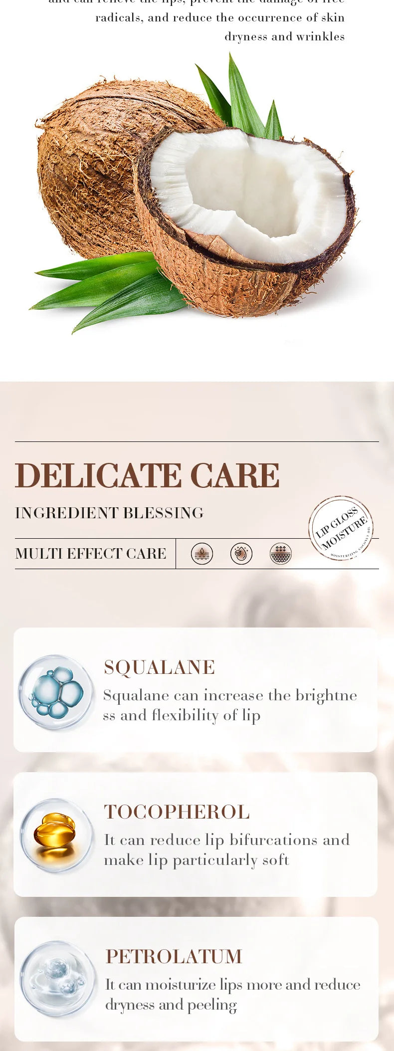 Bálsamo labial de coco - Nutrimento y humedad duraderos para hombres y mujeres - Bálsamo labial para el cuidado diario