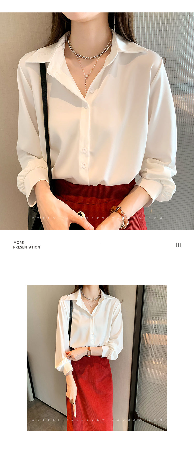 Camisas de talla grande, moda Primavera Verano, blusa holgada de manga larga para mujer, Tops informales de gasa, camisas de oficina para mujer