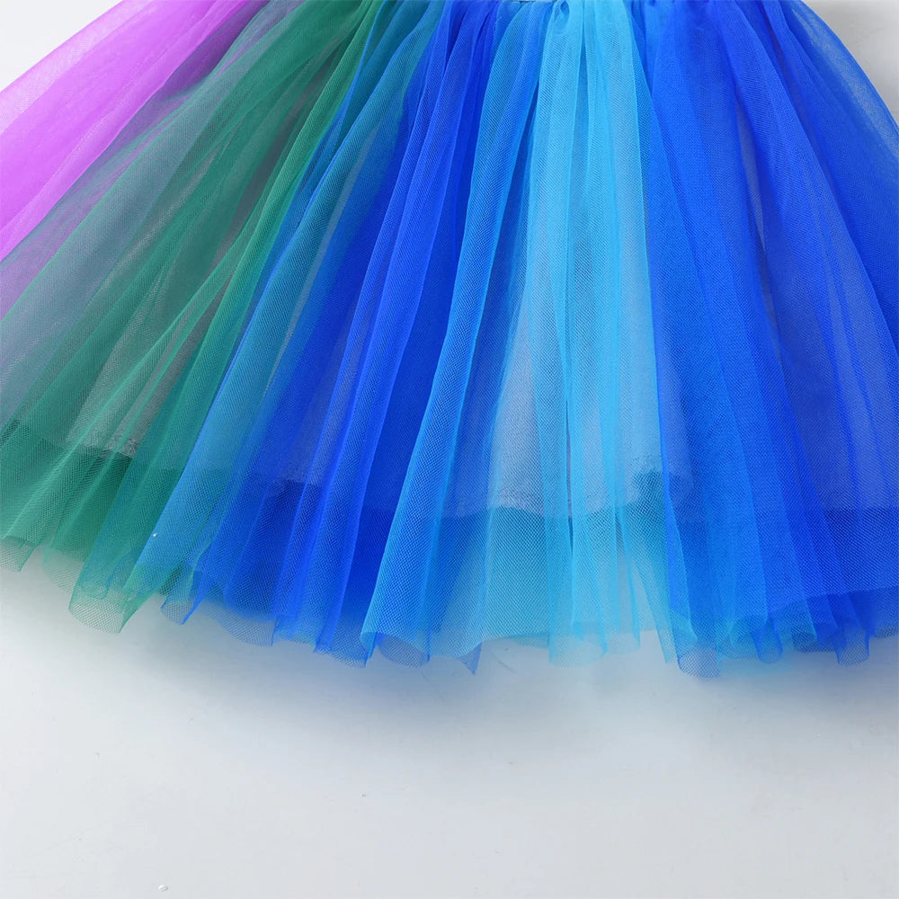 DXTON, falda tutú de baile para niñas, gasa colorida, empalme, Ropa de baile para niños, petiskirt de tul, minifalda para niños pequeños, ropa