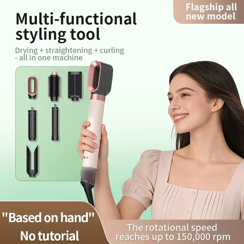 Secador de Pelo de Alta Velocidad 6 en 1, 150000 RPM, Secador Iónico con Difusor, Secado Rápido para Cabello Grueso y Rizado, Regalo para Mujeres
