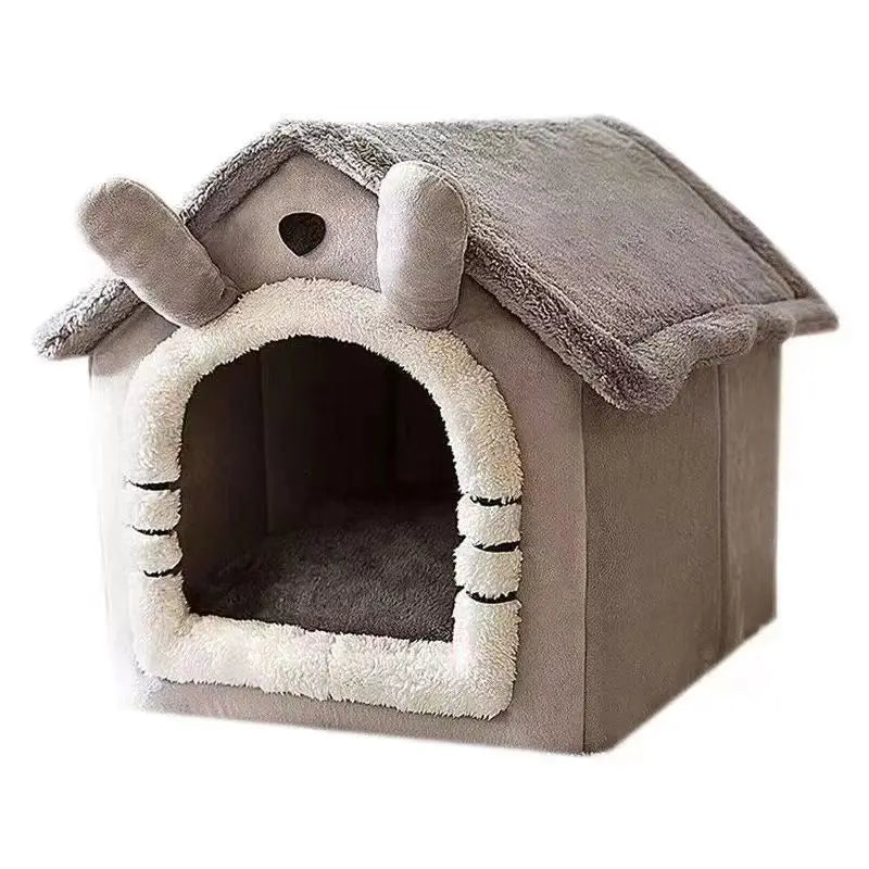 Cama estilo casa para perros para todas las estaciones, cama extraíble y lavable para mascotas para perros pequeños, casa cálida de invierno para perros y gatos