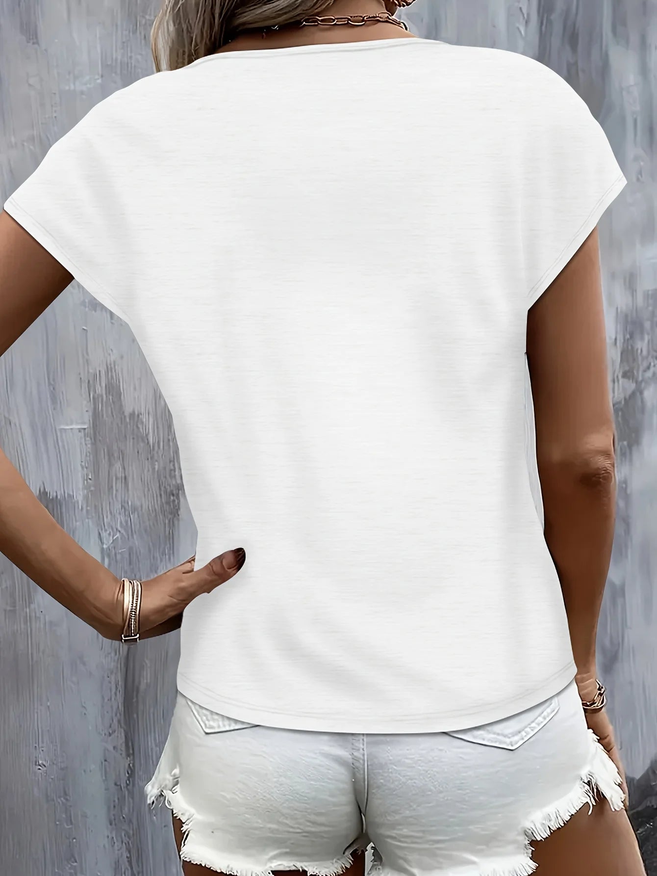 Camiseta holgada de Modal con cuello en V de manga corta para mujer, camiseta transpirable cómoda de manga corta de verano