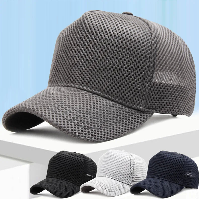 Gorra de béisbol de malla de verano de talla grande de cabeza grande para hombres y mujeres gorra transpirable de camionero ajustable para deportes al aire libre correr