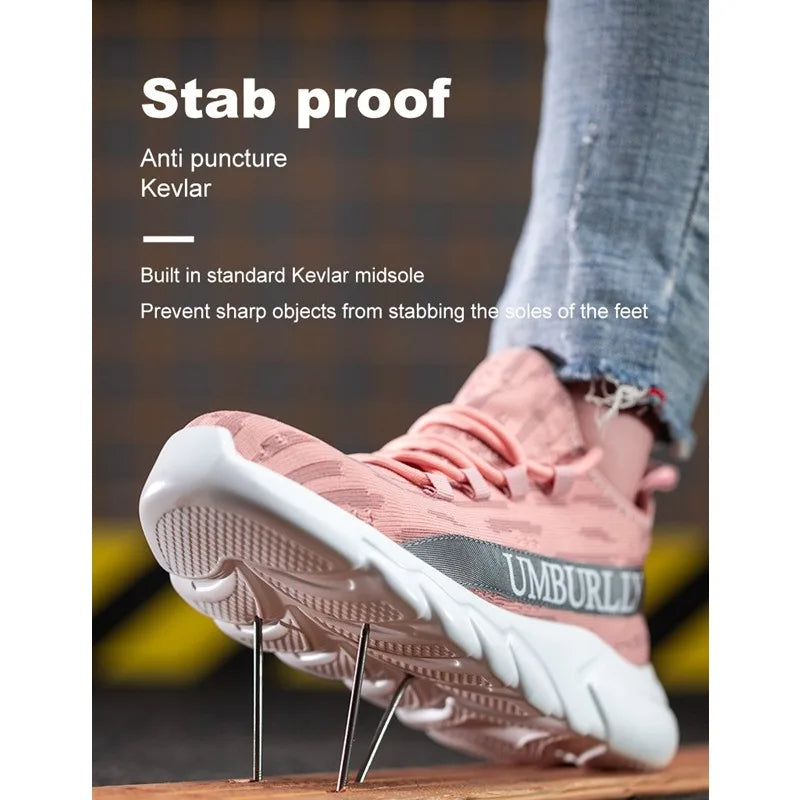 Zapatos de protección laboral para mujer, antigolpes, antiperforación, ligeros, transpirables, duraderos, cómodos zapatos de trabajo