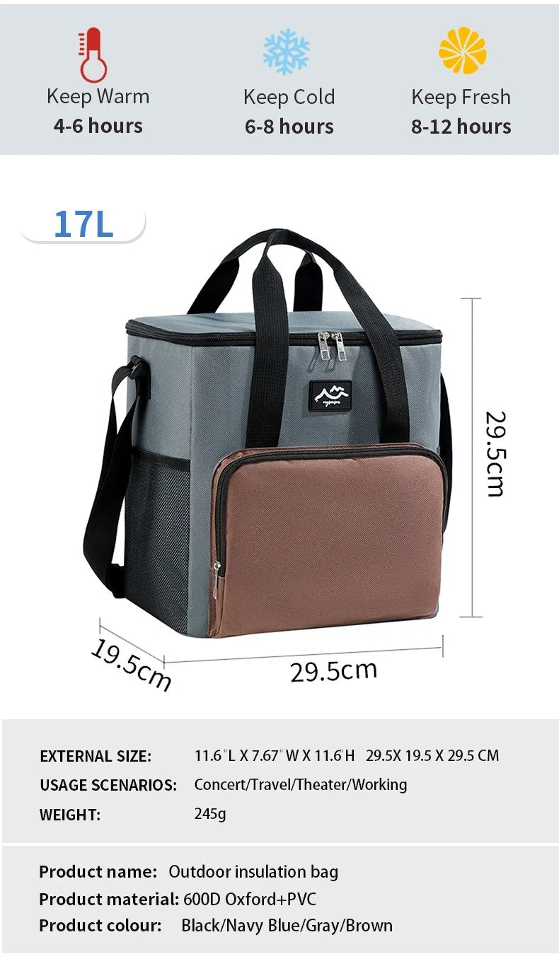 Color a juego de moda, bolsa de almuerzo cuadrada simple, bolsa de hielo portátil para acampar, trabajadores de oficina de gran capacidad, bolsa de comida