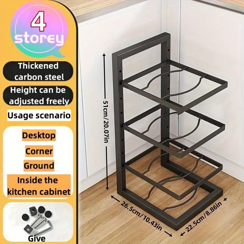 Organizador de estante de ollas ajustable, estante de almacenamiento de ollas de acero inoxidable para cocina, organizador de ollas y sartenes para el hogar multicapa para Cocina