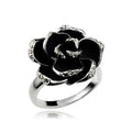 Gran oferta de anillos de joyería de moda, anillos con apertura de flor de rosa negra, anillos ajustables para dedo índice para mujer y niña, regalo