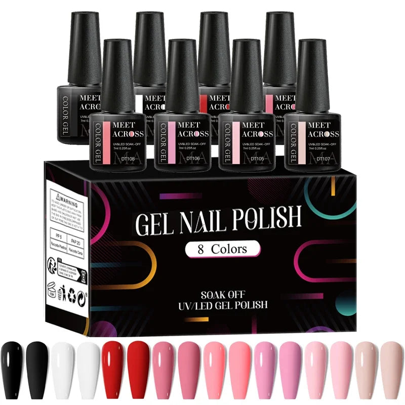 8 unids/set de esmalte de uñas de Gel fluorescente, barniz de Gel semipermanente colorido para decoración de uñas, suministros de manicura para uñas