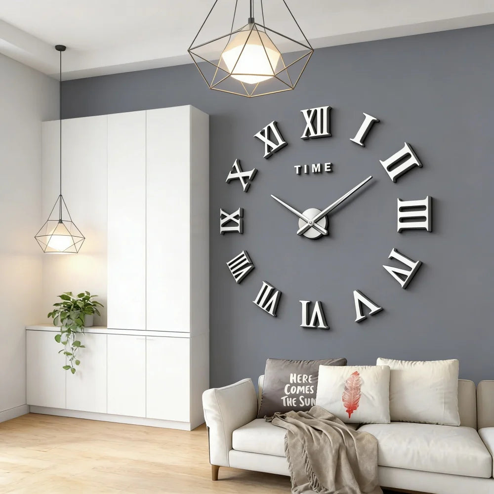 Reloj de pared grande 3D, relojes de pared clásicos luminosos, reloj Digital DIY, relojes de pared, pegatinas, reloj silencioso para el hogar, mesa de salón