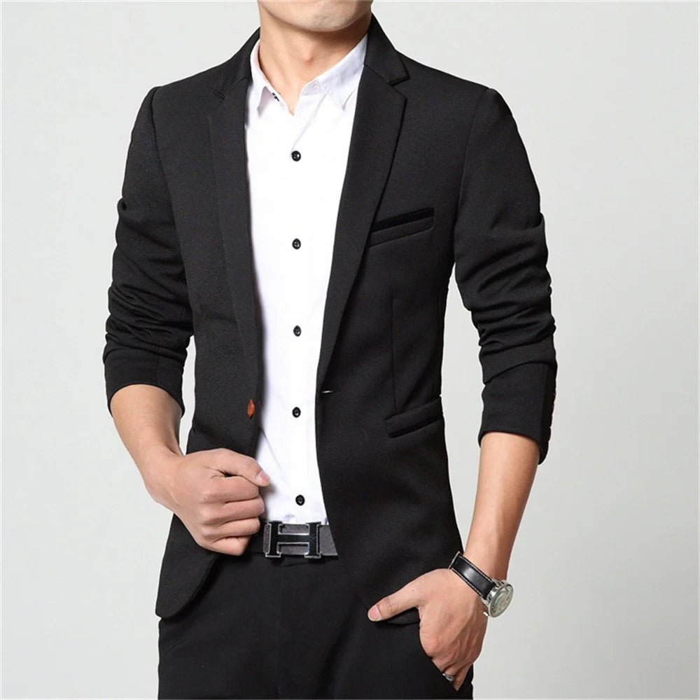 2024 hombres Slim fit nueva moda Blazer traje chaqueta negro azul rojo de talla grande L a 5XL chaquetas masculinas abrigo para hombre vestido de boda