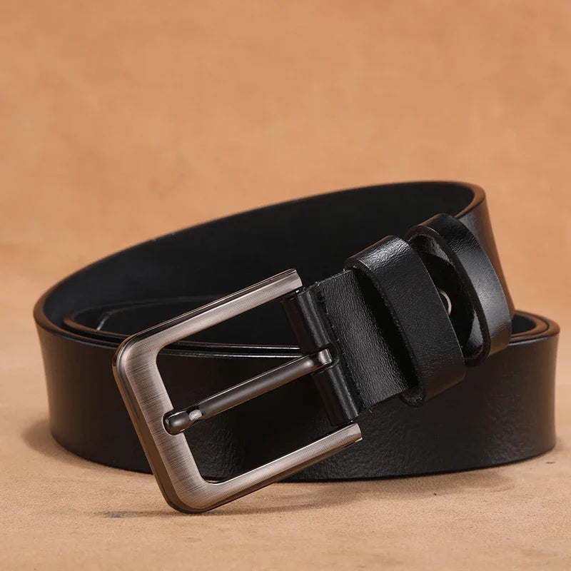 Cinturones masculinos de cuero genuino de alta calidad con hebilla grande y larga, cintura para hombre 110 120 130 140 150 160 170cm, cinturones de talla grande para hombre