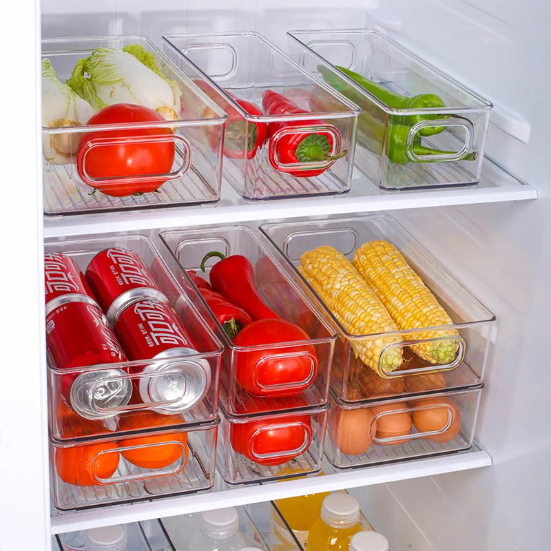 Caja de almacenamiento transparente para refrigerador, organizador de frutas y verduras, contenedor transparente para cocina, almacenamiento de alimentos y bebidas, 2030