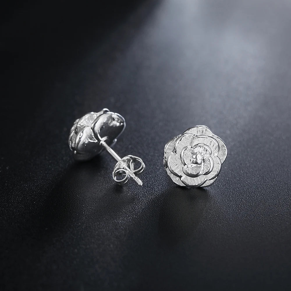 Pendientes de plata de ley 925 con forma de flor para mujer, joyería elegante de 10MM, regalo de boda, venta al por mayor