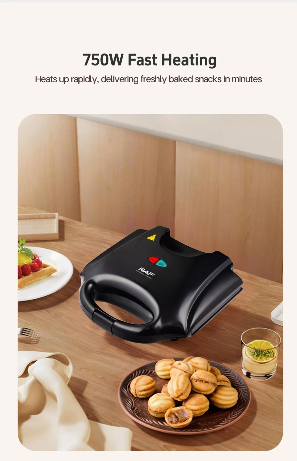 Máquina eléctrica para hacer gofres y pasteles de nueces con nueces, 12 agujeros, cocina, fabricación de galletas para hornear, gofres de nueces de negocios