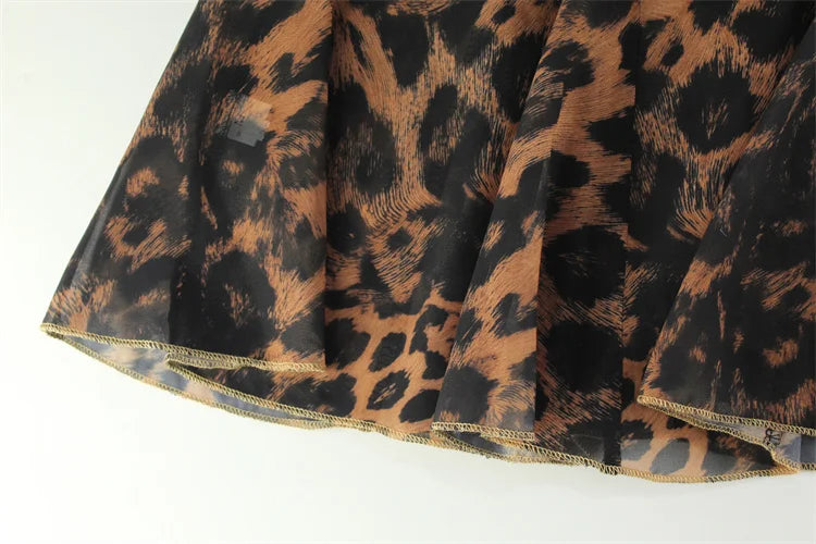 Ahagaga-Mini Vestidos sexis de leopardo para mujer, camisola sin mangas con cuello en V, lazos de encaje ajustados, ropa de calle sin espalda, Vestidos ceñidos
