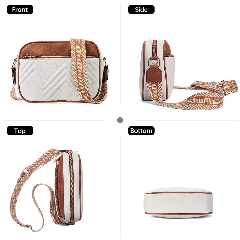 Bolsos cruzados acolchados para mujer, bolsos cuadrados de cuero vegano, bolsos pequeños con correa ancha, bolso bandolera para mujer
