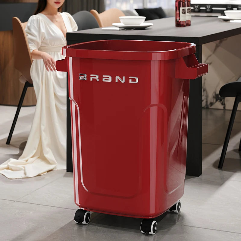 Contenedor de Basura de Cocina de Gran Capacidad con Ruedas y Tapa para Uso Doméstico y Comercial, Fácil de Mover, No Es Necesario Agacharse