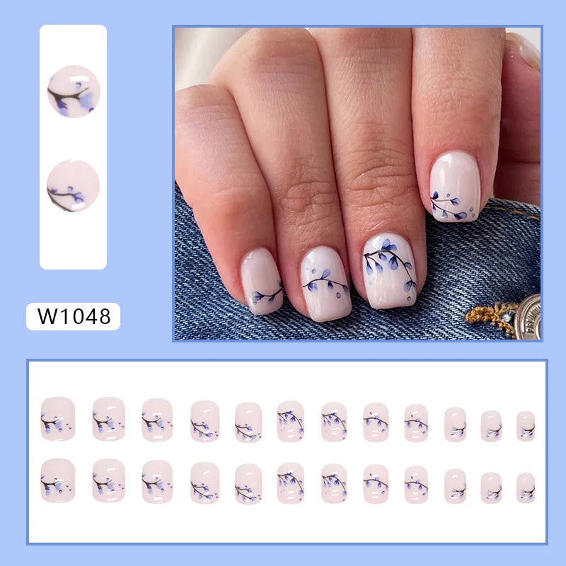 Dulce francés 24 Uds. De uñas postizas degradadas rosas, manicura de dedos artificiales brillantes, uñas postizas reutilizables para mujeres