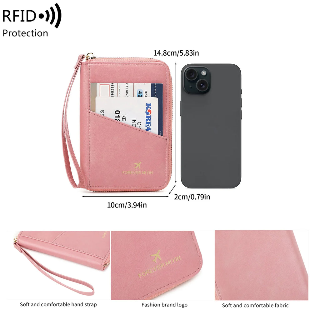 Nueva bolsa de pasaporte retro para hombres y mujeres, funda de pasaporte de moda RFID, accesorios de viaje con clip para pasaporte de cuero multifuncional