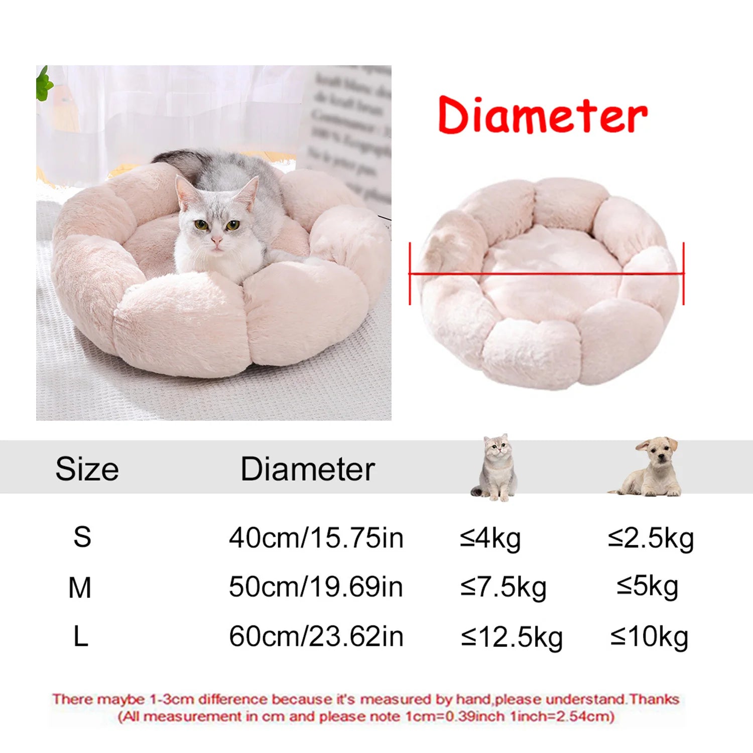 Cama redonda para perros, cama cálida de invierno para gatos, cesta de felpa para perros, cama lavable para mascotas, sofá para perros pequeños, medianos y grandes