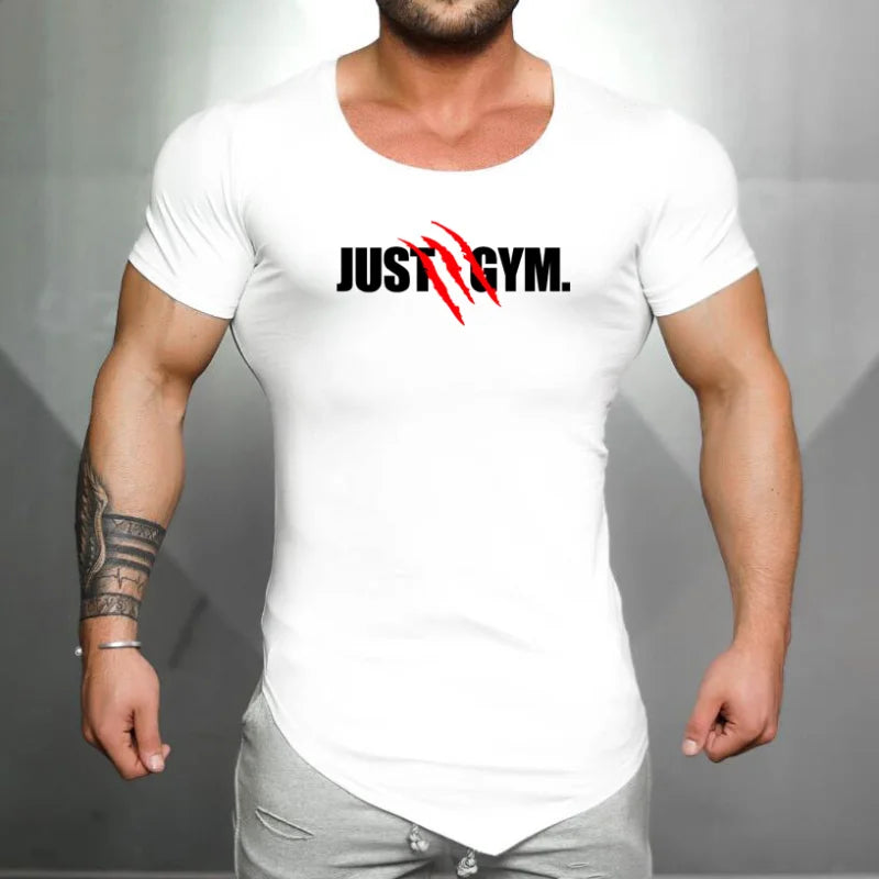 Camisetas deportivas de manga corta para correr para hombre, ropa deportiva ajustada transpirable de algodón para verano, camisetas musculares para gimnasio, culturismo y Fitness