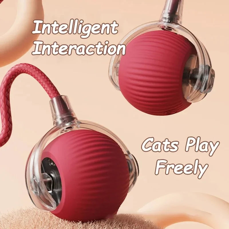 Nuevo juguete interactivo de pelota para gatos, bola rodante automática, cola de imitación, juguete eléctrico inteligente recargable para mascotas, entrenamiento para perros y gatos, ratón de imitación